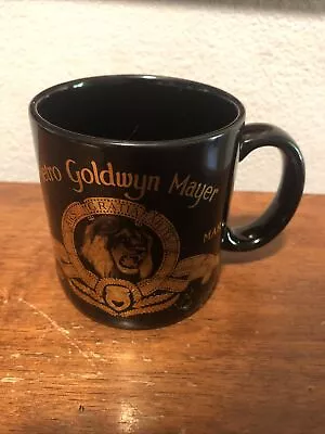 MGM Coffee Mug Black Gold Logo Lion Roar Metro Goldwyn Mayer Vintage Rare • $20