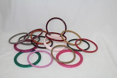 Vintage Lot Of 16 Plastic Bangle Bracelets Various Colors • $21
