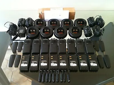 (8) MOTOROLA HT750 TWO WAY PORTABLE RADIOS VHF 136-174MHz 16ch AAH25KDC9AA3AN • $2000