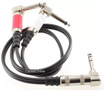 1/4  TRS Stereo Plug To Dual 1/4  TS Mono Plugs Right-Angle Audio Cable • $21.95