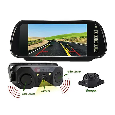 Car Parking Reverse Camera With Radar Sensor&7  LCD Rear View Mirror Monitor Kit • $69