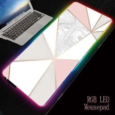 White Marble RGB Lighted Mousepad Soft Surface Classy Art Desk Keyboard Mat Pad • $30.99