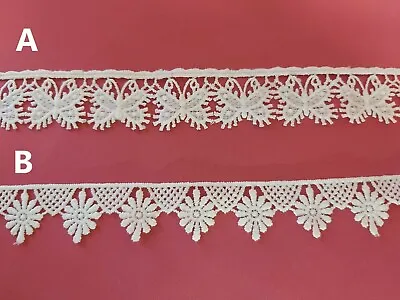 1 Meter White Butterfly Cotton Embroidered Lace Edge Trim 1.2  / 3cm  • £2.23