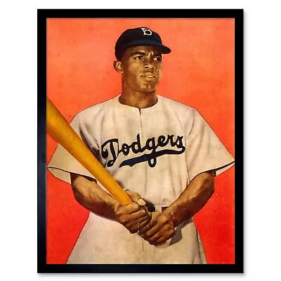 Vintage Portrait Jackie Robinson Baseball Brooklyn Dodgers 12X16 Framed Print • £26.99