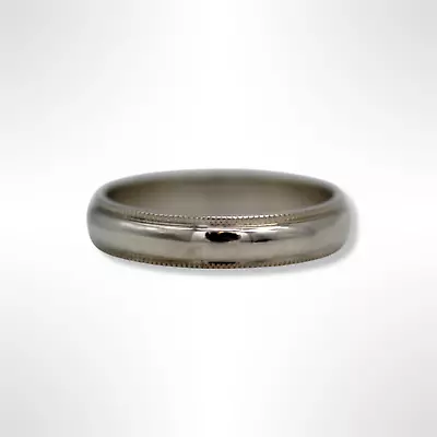 14K White Gold 4MM Half Round Milgrain Edge Band Ring (size 7) • $224.10