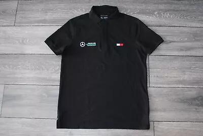 Mercedes Amg Petronas F1 Team Issue Polo Shirt Tommy Hilfiger Mens Medium Black • $29.99