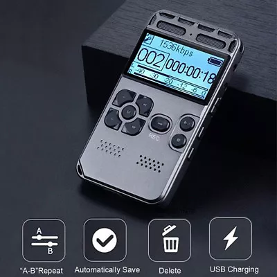 64GB Rechargeable LCD Digital Audio Sound Voice Recorder Dictaphone MP3 Player • $29.39