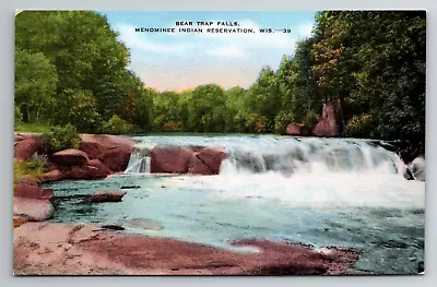 Bear Trap Falls Wolf River Menominee Indians Reservation Wisconsin Vtg Postcard • $4.99