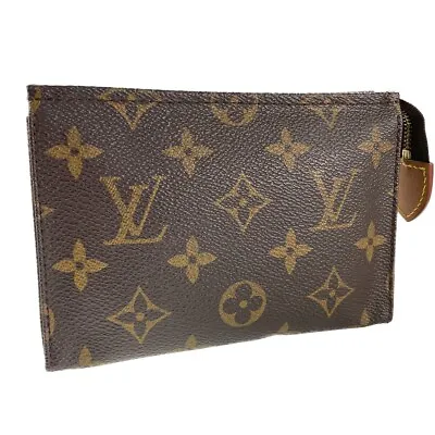 Louis Vuitton Monogram Pochette Toilette 15 Leather Brown Cosmetic Pouch 1475 • $231.30