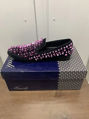 Amali Mens Shoes Men’s Size 9! New In Box ! Slip On ! Black With Pink Rhinestone • $19.99