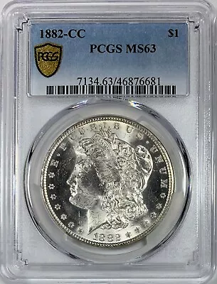 1882-CC $1 Morgan Silver Dollar PCGS Gold Shield MS 63 Carson City Mint! • $420