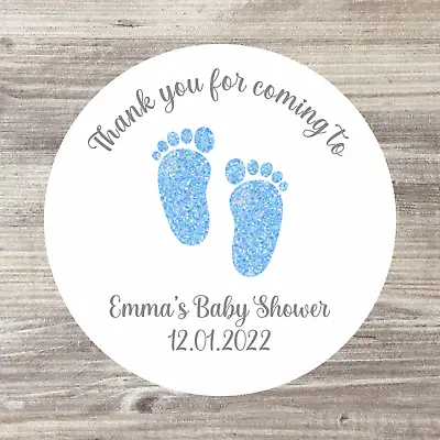 48 X Baby Shower Stickers Baby Boy Favour Personalised Thank You Stickers • £3.50