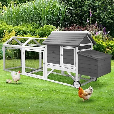 Alopet Chicken Coop Rabbit Hutch Extra Large Wooden House Run Hatch Box W/Wheels • $305.91