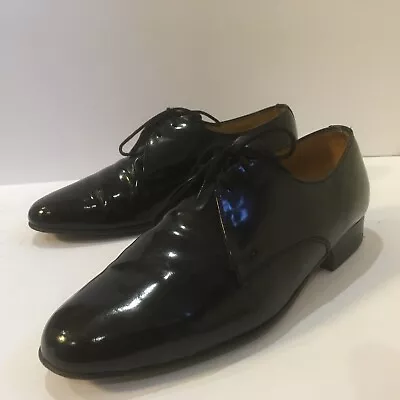 £24.99 • Buy SANDERS Paul BLACK PATENT ALL LEATHER LACE UP Dress SHOES UK 7.5 MADE IN ENGLAND