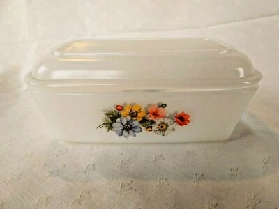Plat Creux Rond Arcopal Vintage Années 60/70, Motif Fleurs Orange, Verre