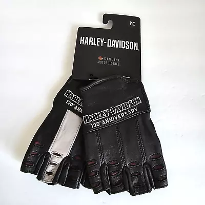 Harley Davidson 120th Anniversary Leather Riding Motorcycle Gloves Fingerless • $59.99