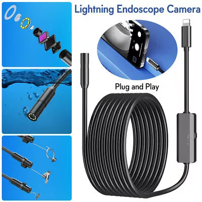 2024 Snake Endoscope Borescope Inspection Camera Scope For IPhone IPad Waterproo • £19.99