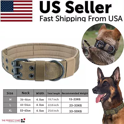 2  Wide Tactical Heavy Duty Nylon Large Dog Collar K9 Military With Metal Buckle • $10.89