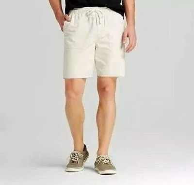 Mens Merona Elastic Drawstring Waist Light Khaki Jogger Shorts NWOT D17 • $9.99