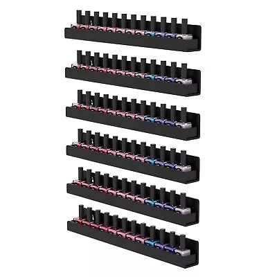 Nail Polish Holder Wall Rack 6 Shelves Acrylic Floating Shelves 15 Inch Black • $35.75