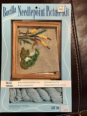 Bucilla Needlepoint Picture Kit Vintage Frog Cattails Includes Frame Yarn 4473 • $9.99