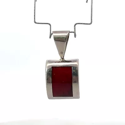 Vintage Mexican Sterling Silver 20x12.5mm Natural Red Jasper Pendant  • $57.96