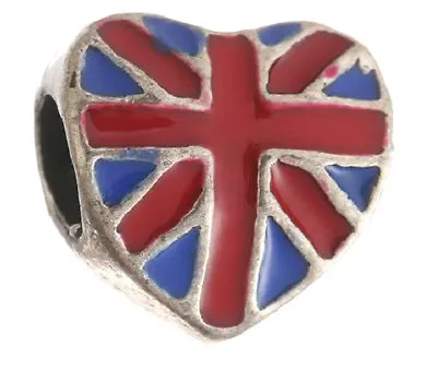 £3.49 • Buy Union Jack Flag Uk Heart Charm Bead For Bracelet/necklace