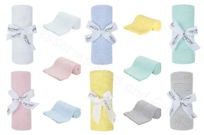 £25.50 • Buy Baby Cellular Blanket 70 X 90cm Newborn Crib Buggy Pram 100% Cotton ~ Baby Town