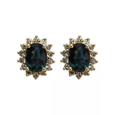 14K Yellow Gold Sapphire And Diamond Earrings • $695