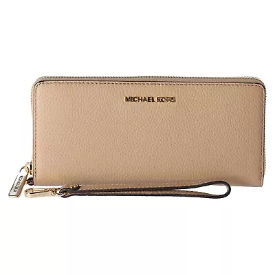 Michael Kors Jet Set Continental Large Wristlet Pebbled Leather Camel • $59