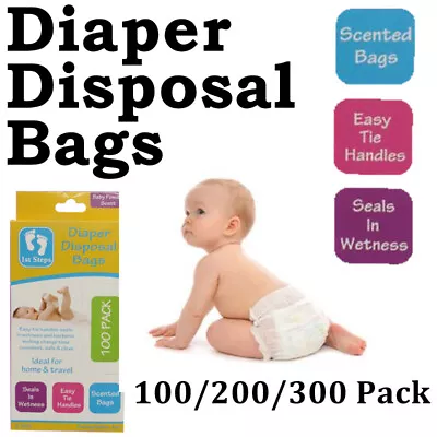 100 / 200 / 300 Scented Disposable Diaper Bags Nappy Change Baby Powder Scent • $13.28