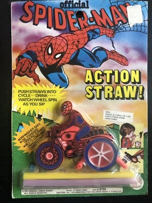 $249 • Buy RARE OFFICIAL SPIDER-MAN ACTION STRAW 1977 AHI Marvel Comics Group Azrak Hamway