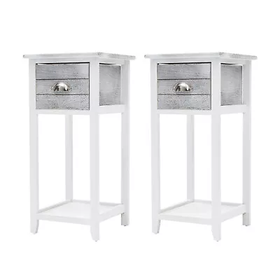 La Bella 2X Bedside Table Drawer Vintage Side Table Storage Cabinet VALERIE GREY • $89