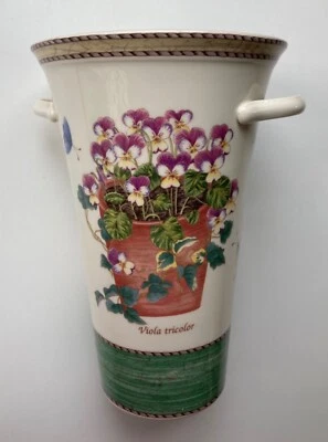 £18.99 • Buy Wedgwood Queens Ware Sarah's Garden Porcelain Twin Handled Vase Viola Tricolor