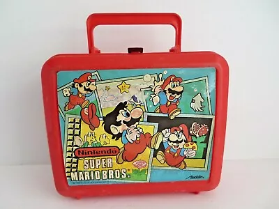 Aladdin NINTENDO SUPER MARIO BROS Plastic Lunch Box Red  AS IS  #14136 • $19.90