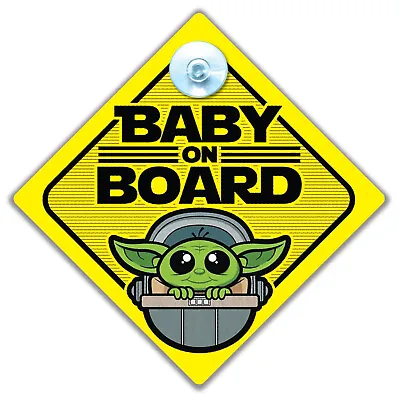 Baby On Board Sign Baby Yoda Car Sign Yoda Baby On Board Suction Cup Car Sign • £4.49