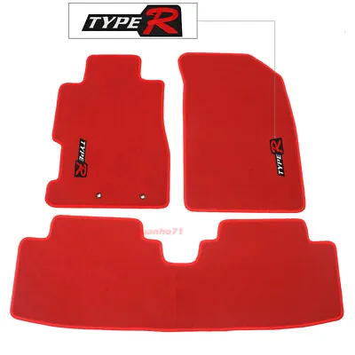 For 01-05 Honda Civic Anti-slip Floor Mats Red Nylon Carpets Front & Rear W/  TR • $56.04