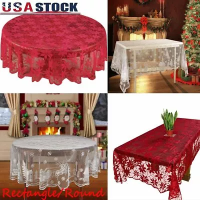 $14.19 • Buy US Lace Rectangular/Round Table Cloth Tablecloth For Wedding Holiday Xmas Decor