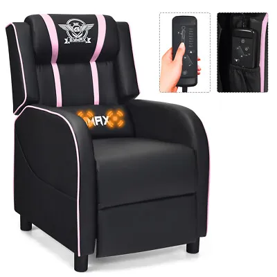 Gymax Massage Gaming Recliner Chair Racing Lounge Sofa Couch Home Theater Pink • $199.99