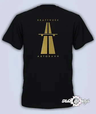 £9.99 • Buy KRAFTWERK Tribute AUTOBAHN RETRO TECHNO Mens T-Shirt Black Gold