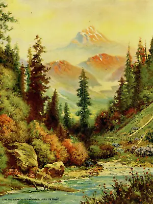 Green And Gold Stream Trees Mountains  By R.A Fox • $16.95