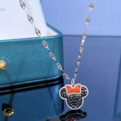 Brand New Cute Disney Minnie Mouse Charm 925 Silver Necklace In Gift Box • $14.99