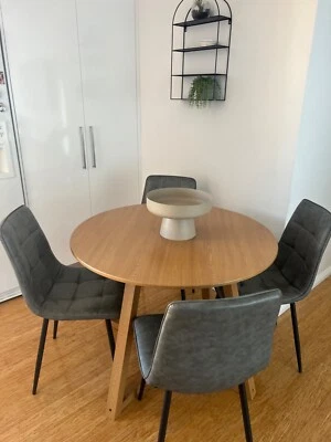 $500 • Buy 5 Piece Dining Set. Natural Wood Table And Faux Leather Chairs. 
