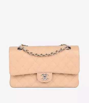 Chanel Beige Quilted Caviar Leather Medium Classic Double Flap Bag • £6999