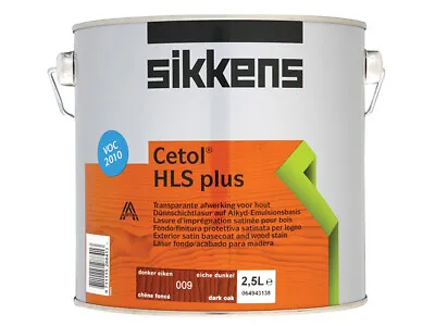 £70.22 • Buy Sikkens Cetol HLS Plus Translucent Woodstain Dark Oak 2.5 Litre SIKCHLSPDO25