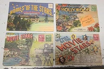 Vintage Lot Of 4 Hollywood Homes Of Movie Stars Foldout Postcard Souvenirs • $18