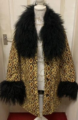 £100 • Buy Topshop Faux Snakeskin Afghan Penny Lane Coat UK10