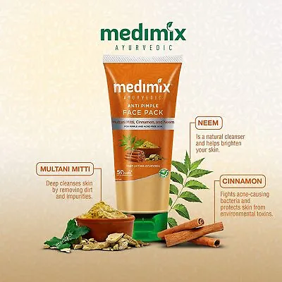 Medimix Ayurveda Anti Pimple Face Pack Multani Mitti Cinnamon & Neem | 100 ML • $14.29