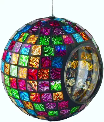 Bird Feeder Mosaic Glass Multi Color Fly Through Bird Feeder Outside Hanging • $29.75