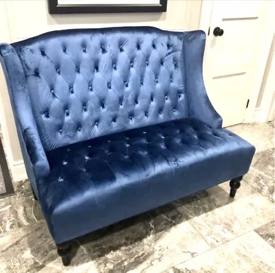 Vintage Style Victorian Velvet Sofa Chesterfield Sofa Loveseat Couch Blue • $559